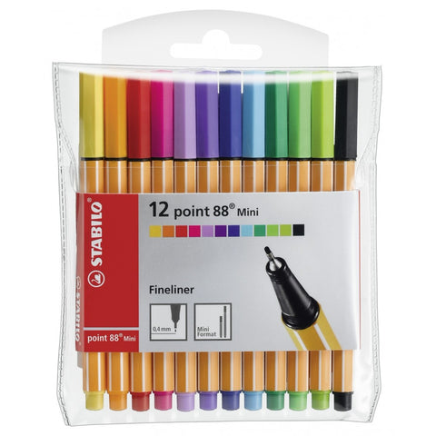 Stabilo | Point 88 | Fineliner | Mini Assorted Colors | Pack Of 12