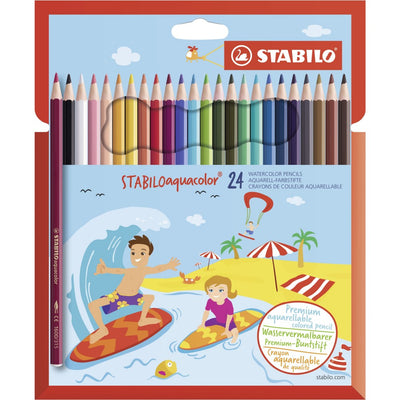 Stabilo | Aquacolor Colouring Pencils | Wallet Of 24 Assorted Colours