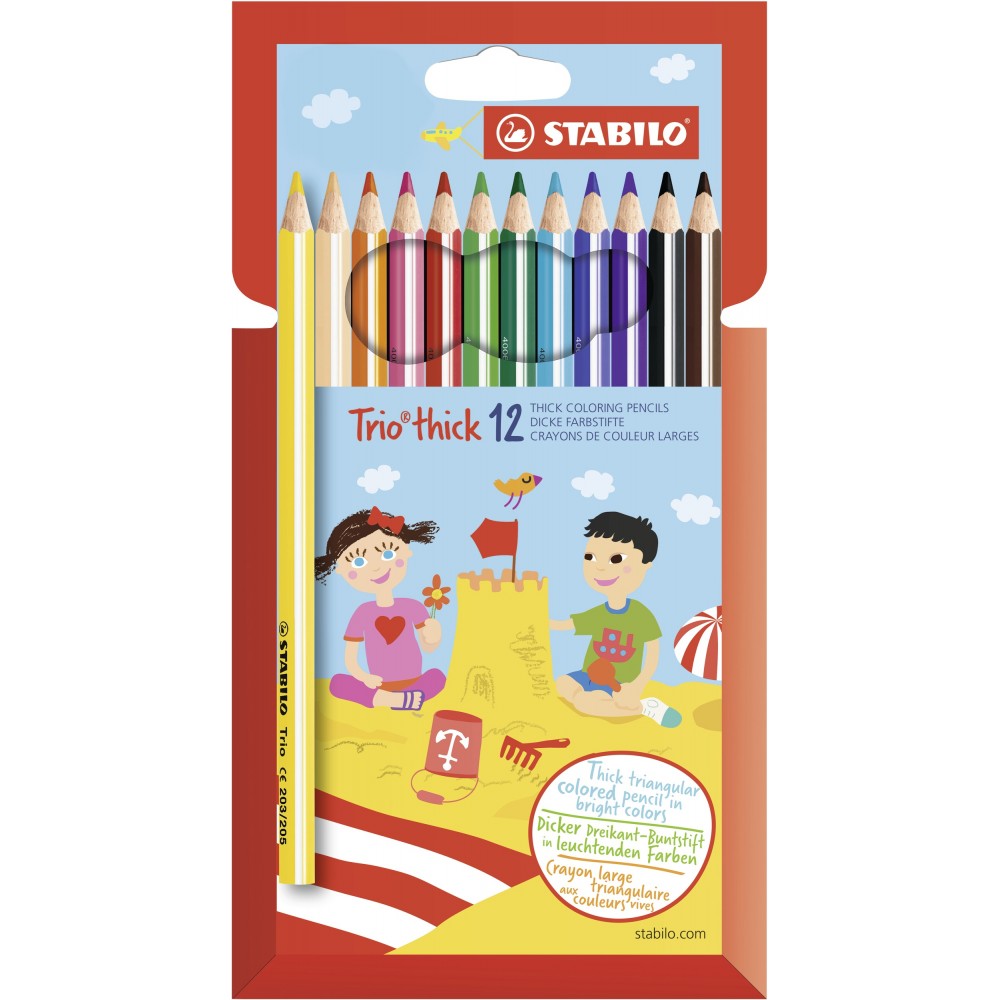 Stabilo | Trio Thick Colured Pencils | Pack of 12 Colours