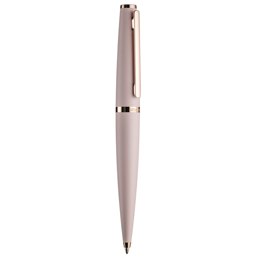 Otto Hutt Design 06 Ball Point Pen, Cap and Barrel With Velvet Finish,Pink Rose Gold Barrel, Rose Gold Plated Fittings