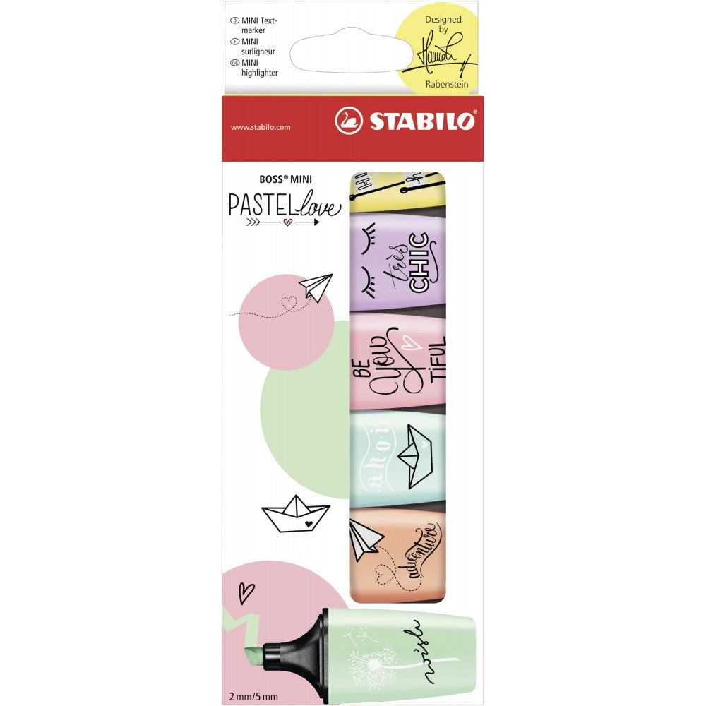Stabilo Boss Mini Pastellove - Highlighter Pen - Wallet Of 6 - Assorted Colours