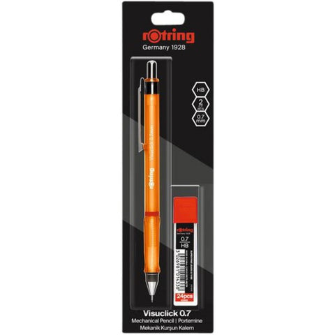 Rotring Visuclick Mechanical Pencil 0.7mm Orange With 24 HB Leads Blister Pack