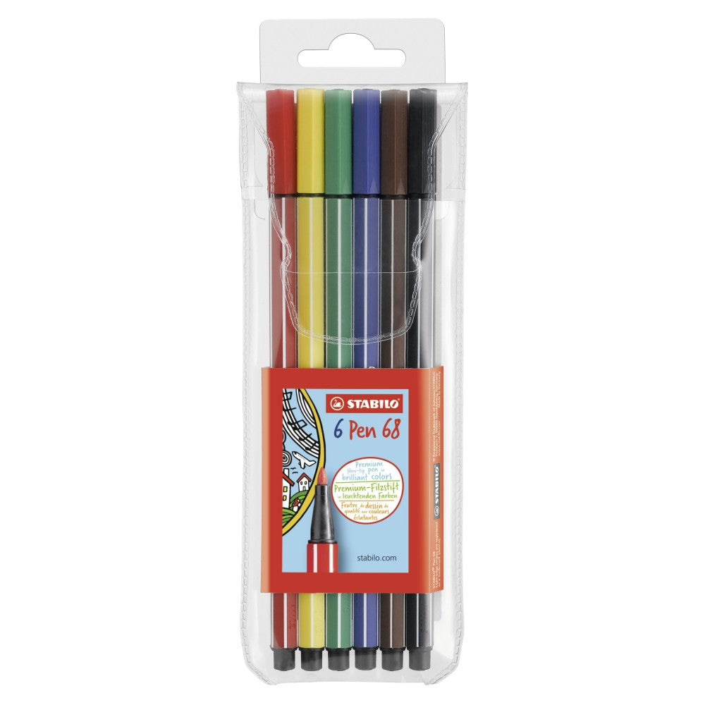 Stabilo Pen 68 - Sketch Pen - Premium - Wallet Of 6 Colours