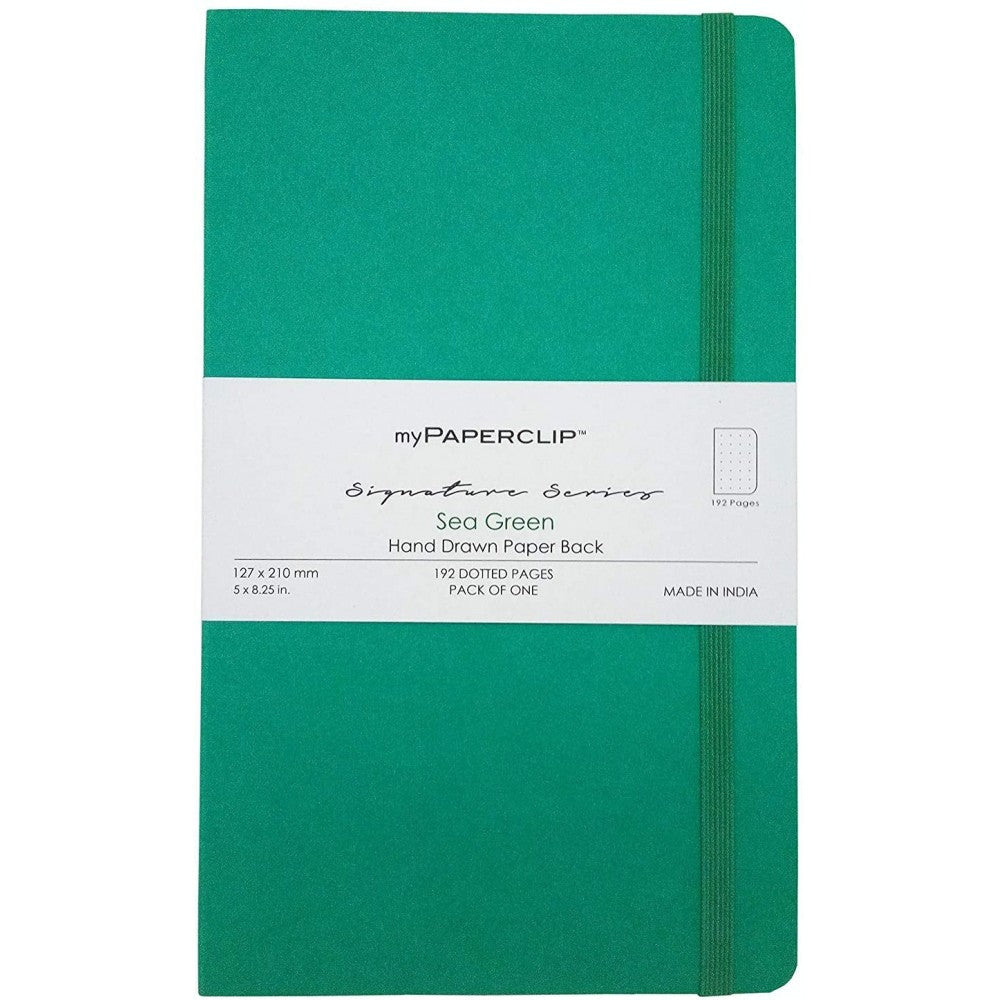 myPAPERCLIP Signature Series Recycled SHIRO ECHO 90 GSM from FAVINI Srl, Italy A5 Doted Green Notebook -192 Pages