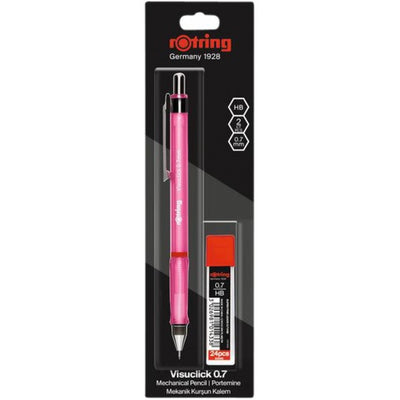 rotring Visuclick Mechanical Pencil 0.7mm Pink with 24 HB Leads Blister Pack