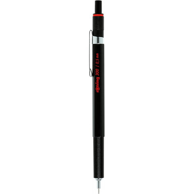 Rotring 300 Black 0.5mm HB Lead Mechanical Pencil,Plastic Body,Hexagonal Barrel, Built-in Eraser , Push-button Cap,Lead Hardness Grade Indicator.