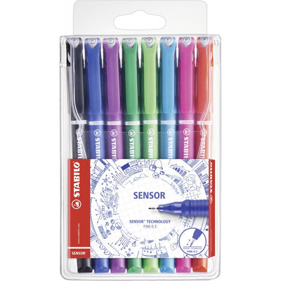 Stabilo Sensor F - Fineliner Pen - Wallet Of 8 - Assorted Colours