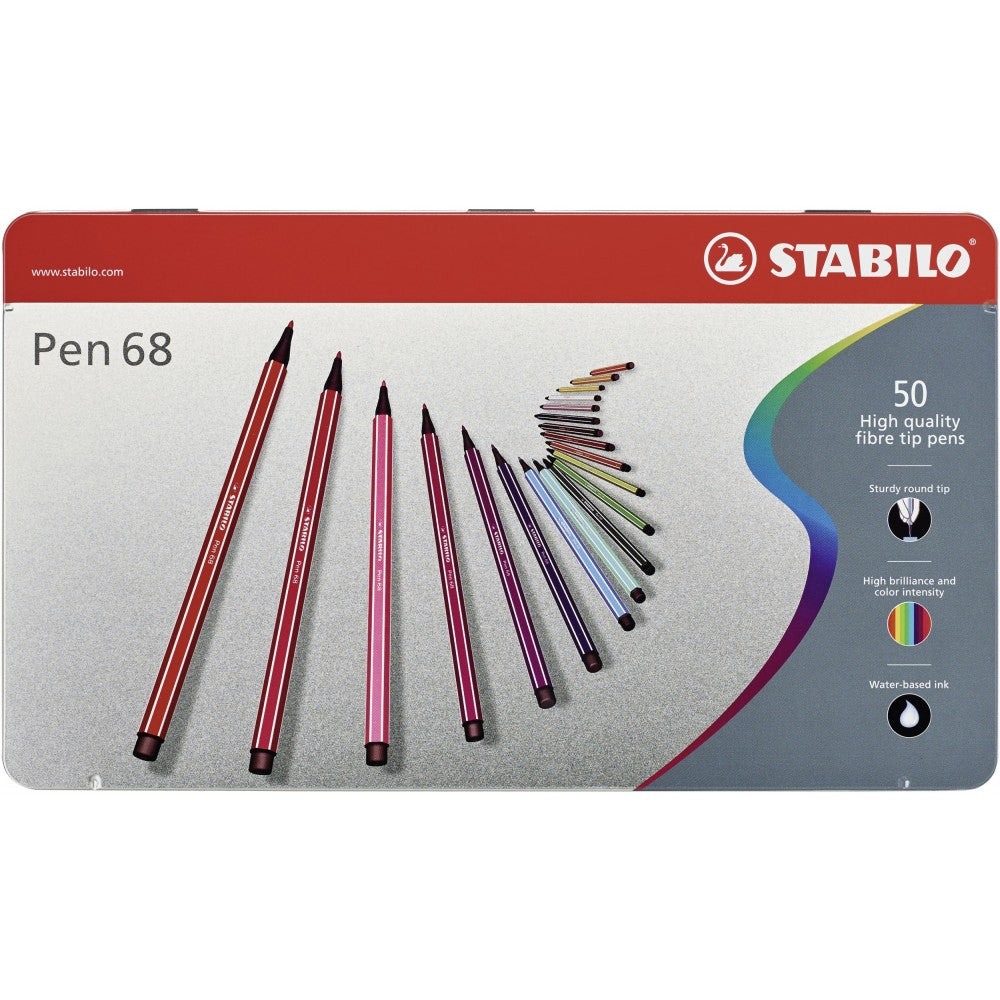 Stabilo Pen 68 - Sketch Pen - Premium - Metal Box Of 50 Colours