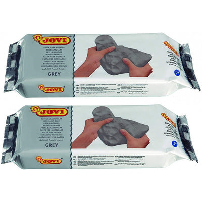Jovi European Air-Dry Modeling Grey Clay 2 Packets - Each Pack of 250 Grams for Sculpting Pottery Art and Craft Handicraft Educational Purpose Fine Motor Skills