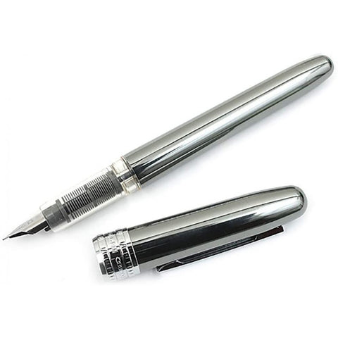 Platinum Plaisir Fountain Ink Pen With Ss Medium Nib, Gun Metal Barrel, Cap, Anodized Aluminium Body With Shiny Surface, Black Ink Cartridge, Slip And Seal Cap Design.