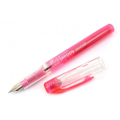 Platinum Preppy Pink Fountain Ink Pen With Stainless Steel 0.3 Medium Nib,blue-black Ink Cartridge Included, Slip And Seal Cap Design.