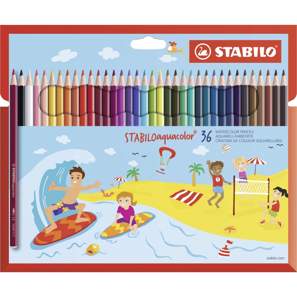 Stabilo | Aquacolor Colouring Pencils |  Wallet Of 36 Assorted Colours