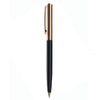 Otto Hutt Design 01 Ball Pen With Black Lacquer Barrel, Rose Gold Plated Fittings And Pinstripe Pattern Cap,Brass Body