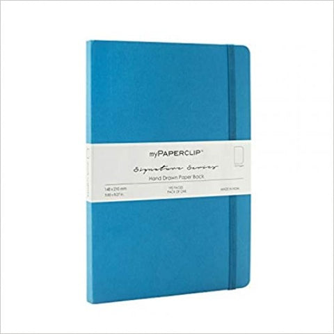 Mypaperclip Signature Series Plain Note Book Hand Drawn Paper Back Notebook 192 Plain Pages 148 x 210mm SS192A5-P Kingfisher Blue (Recyclable) [Office Product]