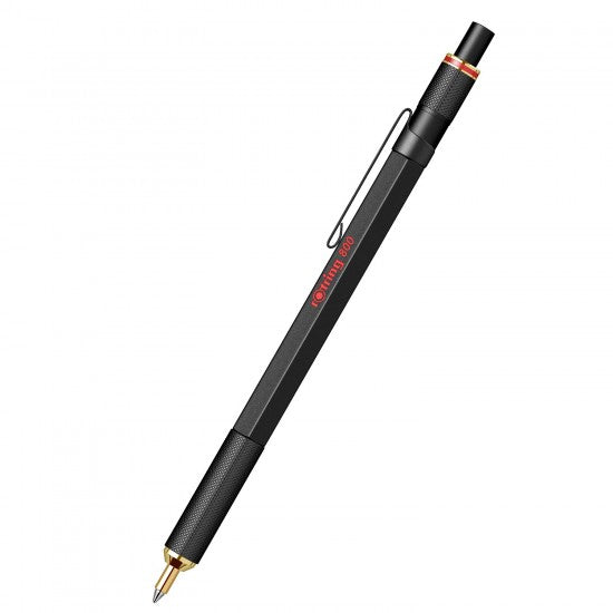 Rotring 800 Series Black 1.0mm Ball Pen, Metal Body,Non-Slip Metal Knurled Grip