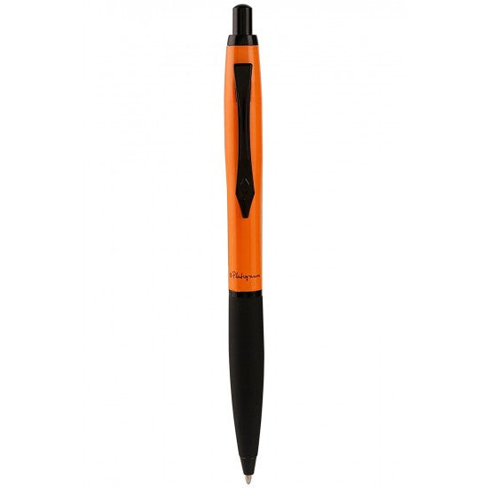 Platignum Carnaby Street Orange Ball Point Pen, Soft-touch gripping section, Black Trims,Push-Button Mechanism.