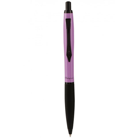 Platignum Carnaby Street Lilac Ball Point Pen, Soft-touch gripping section, Black Trims,Push-Button Mechanism.