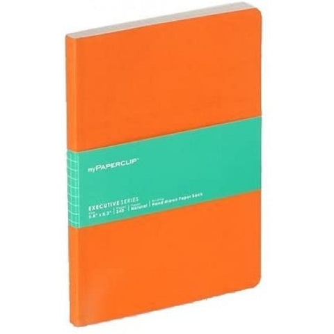 myPAPERCLIP Executive Series Notebook, A5 (5.83 x 8.27 in.), Checks, Orange (ESP240A5-C Orange)