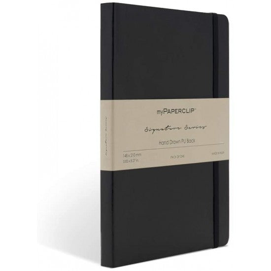 myPAPERCLIP Note Book, Signature Series, A5, (148 x 210 mm, 5.83 x 8.27 in.) Plain, Black (SSPU192A5-P Black)
