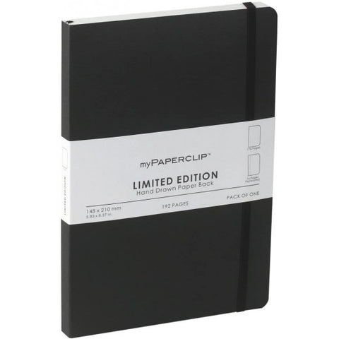 myPAPERCLIP Limited Edition 192 (176 Plain + 16 Perforated) Pages Notebook, A5 (148 x 210 mm, 5.83 x 8.27 in.) LEP192A5-P Black