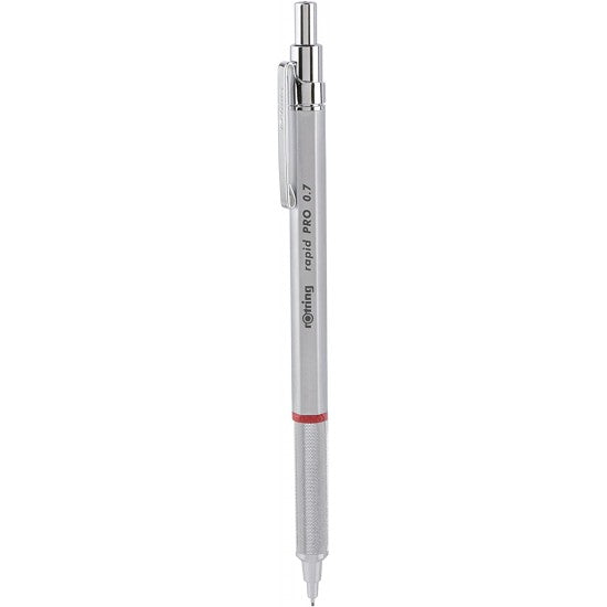 Rotring Rapid Pro - 0.7mm HB Lead, Silver Metal, Mechanical Pencil With An Induilt Eraser For Drawing, Sketching , Writing - 1904256