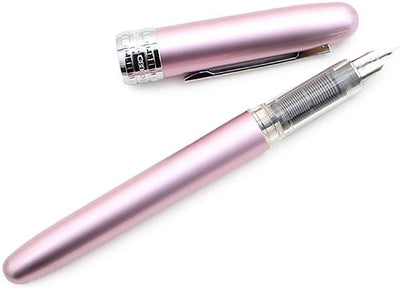 Platinum Plaisir Fountain Ink Pen With Ss Fine Nib, Pink Barrel, Cap, Anodized Aluminium Body With Shiny Surface, Black Ink Cartridge Included, Slip And Seal Cap Design.