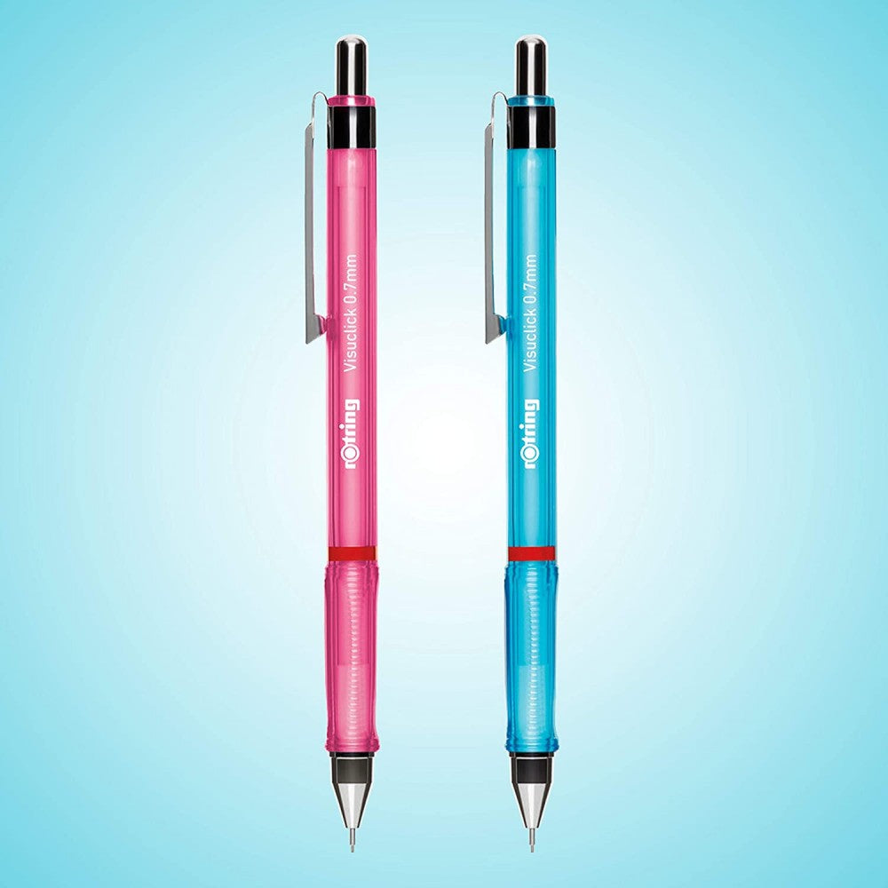 Rotring Visuclick Mechanical Pencil 0.7 Mm Pink And Blue Pack Of 2 With 24 HB Leads