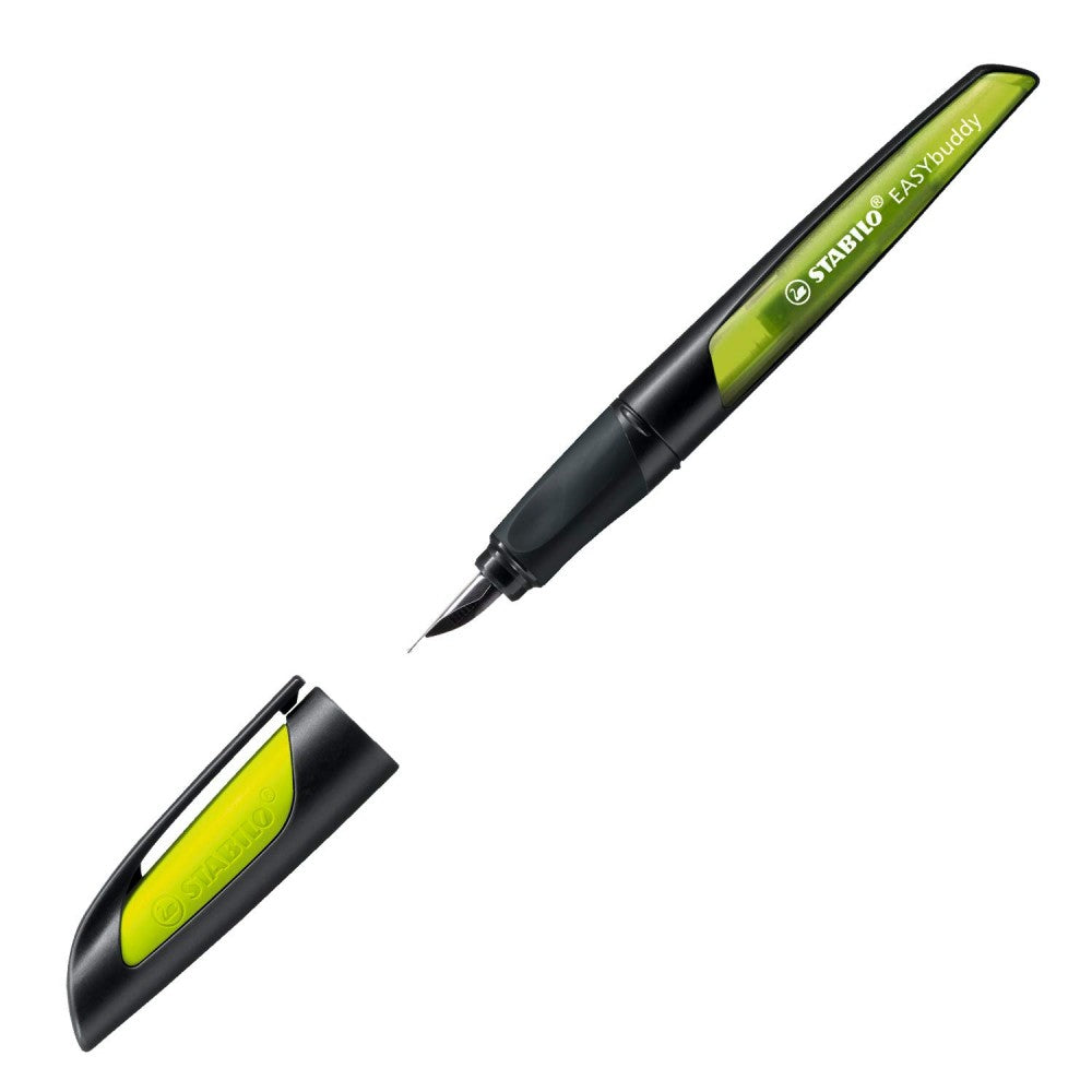 Stabilo | Easy Buddy | Fountain Pen | Right Handed | Black-Lime | Medium nib