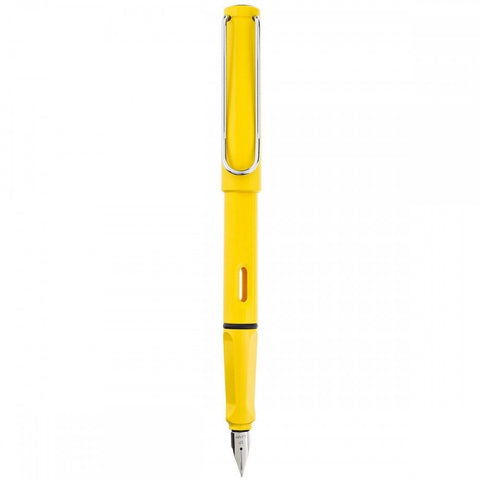 Lamy Safari- Yellow Fountain Pen, Steel Broad Nib, Chrome Plated Brass Spring Loaded Iconic Clip, Triangular Grip, Abs Plastic Body.