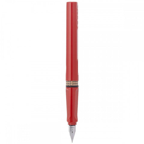 Lamy Safari- Red Fountain Pen, Steel Medium Nib, Chrome Plated Brass Spring Loaded Iconic Clip, Triangular Grip, Abs Plastic Body.