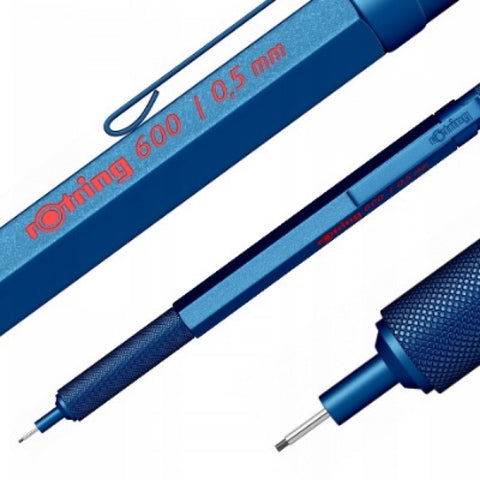 Rotring 600 Blue 0.5mm Mechanical Pencil,Metal Body,Non-Slip Metal Knurled Grip