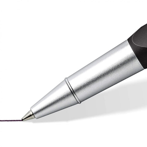 Staedtler Trx Black Roller Ball Pen, Anodised Aluminium Triangular Barrel, Metal Clip, Snap On Cap, Black Refill, Writing Signature, Corporate Gift
