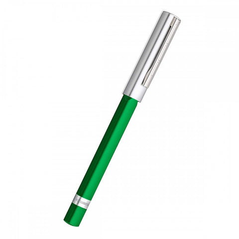 Staedtler Trx Green Roller Ball Pen, Anodised Aluminium Triangular Barrel, Metal Clip, Snap On Cap, Black Refill, Writing Signature, Corporate Gift