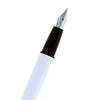 Platignum Studio White Fountain Pen, Stainless Steel Medium Nib, Black - Blue Cartridge - Converter - 50301