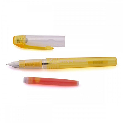 Platinum Preppy Yellow Fountain Ink Pen With Stainless Steel 0.5 Medium Nib,blue-black Ink Cartridge Included, Slip And Seal Cap Design.