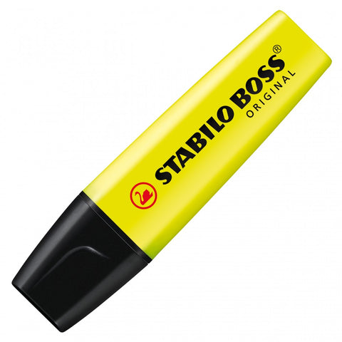 Stabilo Boss Original - Highlighter Pen - Wallet Of 4 Fluorescent Yellow