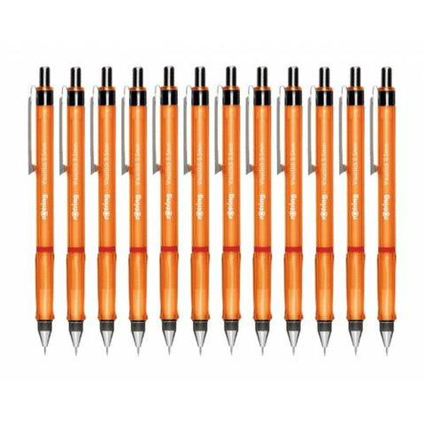 Rotring Visuclick 0.5mm Mechanical Pencil, 2B Lead, Orange Barrel - Pack of 12