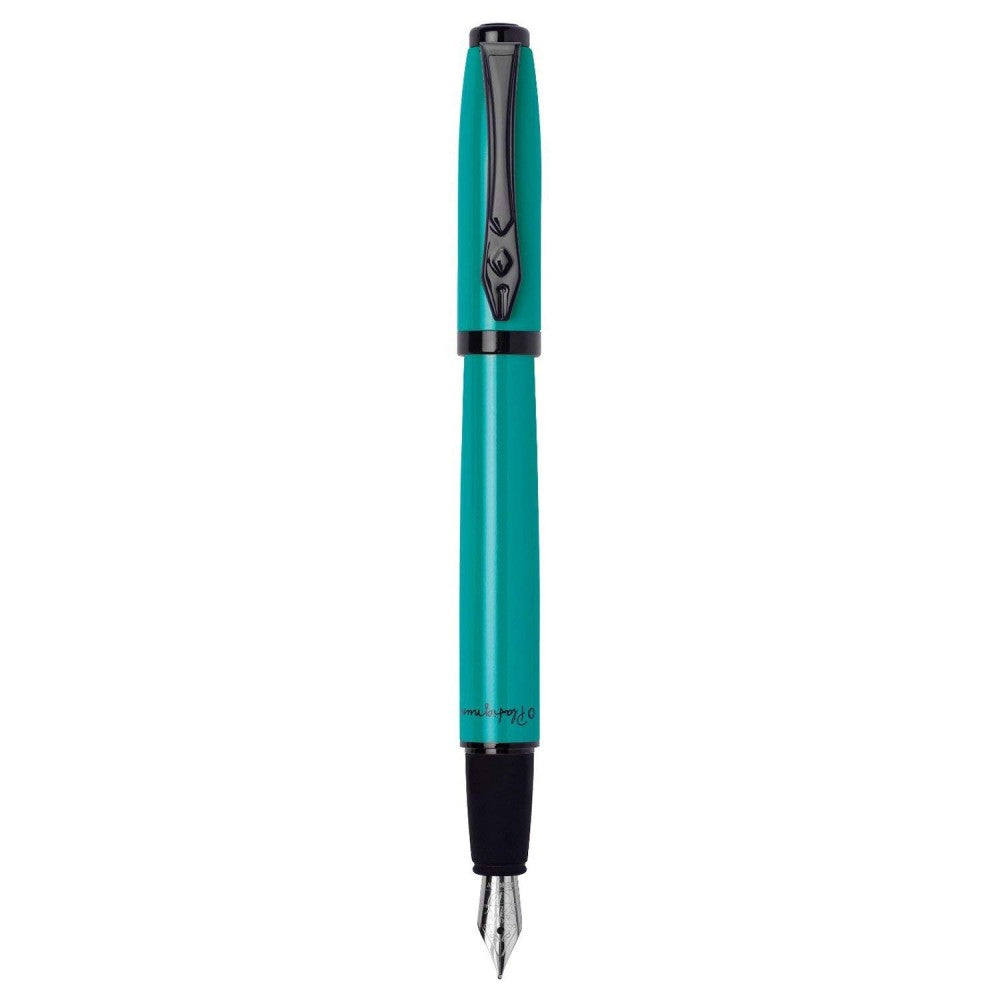 Platignum Studio Turquoise Fountain Pen, Stainless Steel Medium Nib, Black - Blue Cartridge - Converter - 50309