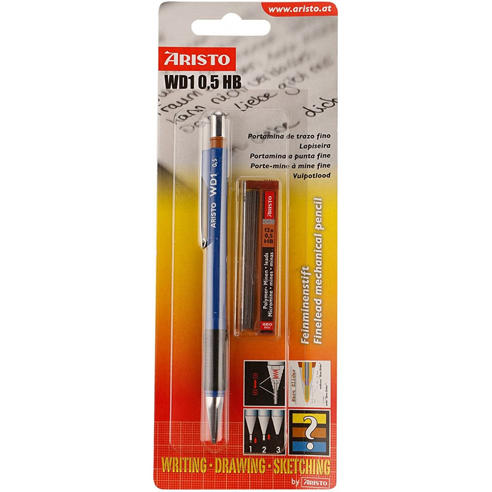 Aristo | WD1 | Mechanical Pencil | Blue with 0.5mm 12 HB Leads