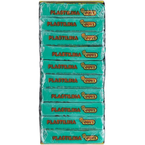 Jovi Plastilina Light Green Non-Drying Modelling Clay for Art & Craft, Pack of 10 Bars - 50gms Each Non Toxic Gluten Free, Fine Motor Skills, Moulding, Pottery Sculpting Project Work with Dough