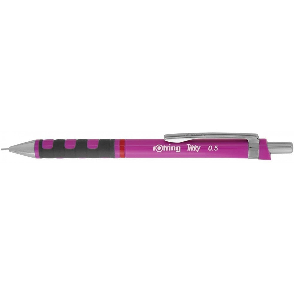 Rotring Purple Mechanical Tikky Pencil 0.5mm with Metal Cap, Nozzle and Clip and an Inbuilt Eraser for Writing and Drawing with 2B 12 Lead and Eraser.