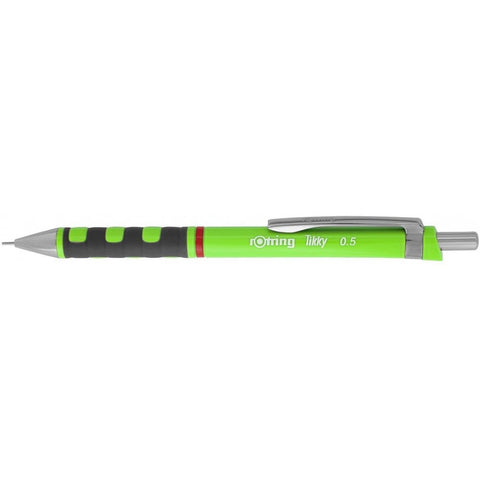 Rotring Green Mechanical Tikky Pencil 0.5mm with Metal Cap, Nozzle and Clip and an Induilt Eraser for Writing and Drawing with 2B 12 Lead and Eraser.