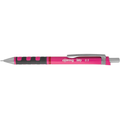 Rotring Pink Mechanical Tikky Pencil 0.5mm with Metal Cap, Nozzle and Clip and an Induilt Eraser for Writing and Drawing with 2B 12 Lead and Eraser .