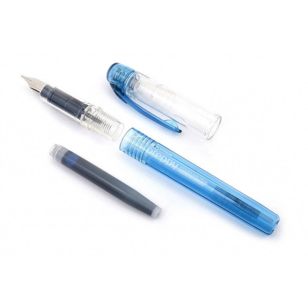 Platinum Preppy Blue Fountain Ink Pen With Stainless Steel 0.5 Medium Nib,blue-black Ink Cartridge Included, Slip And Seal Cap Design.