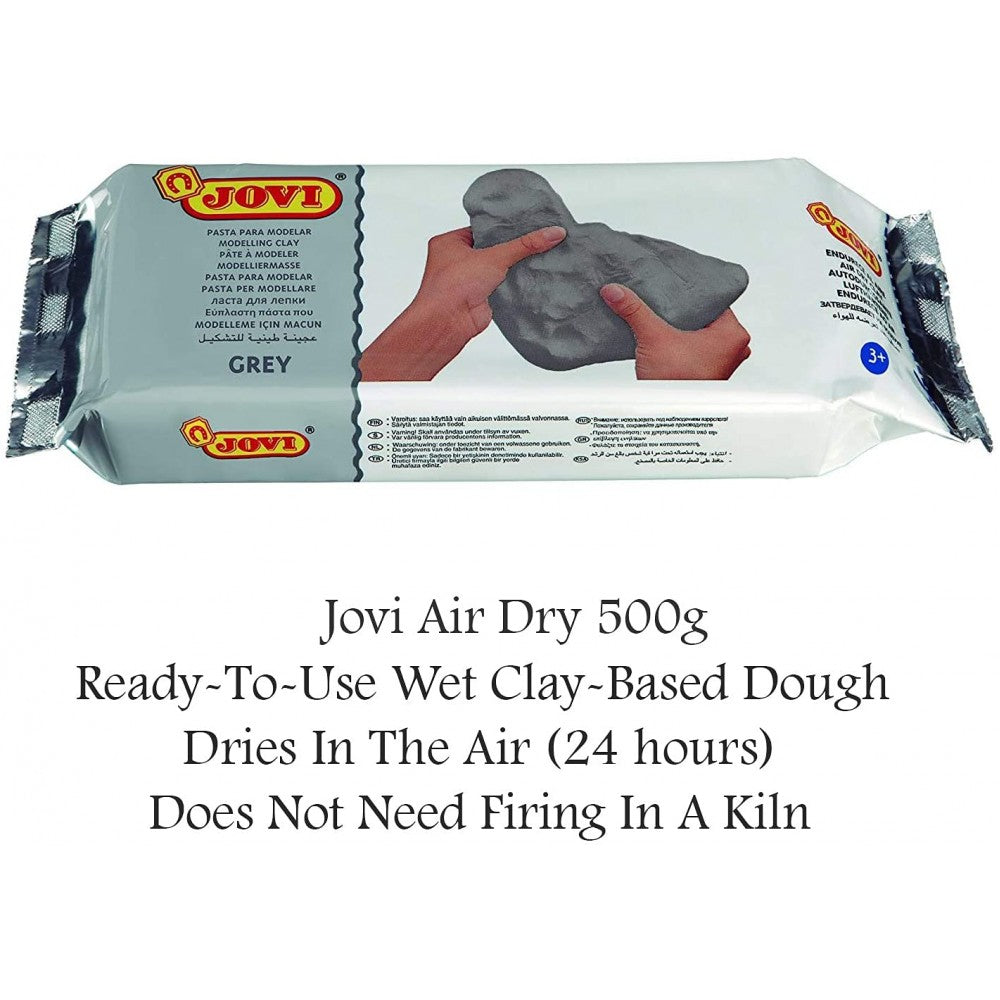 Jovi European Air-Dry Modeling Grey Clay of 500 Grams for Sculpting Pottery Art and Craft Handicraft Educational Purpose Fine Motor Skills