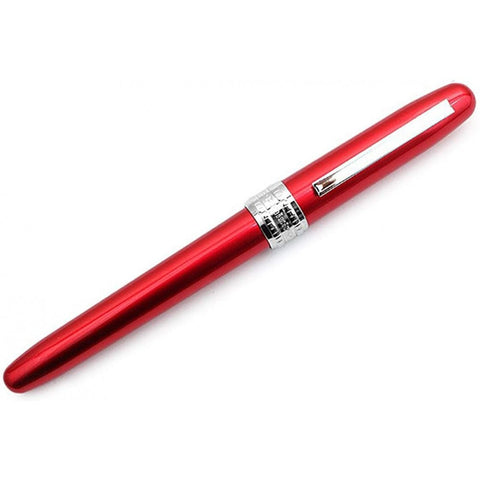 Platinum Plaisir Fountain Ink Pen With Ss Medium Nib, Red Barrel, Cap, Anodized Aluminium Body With Shiny Surface, Black Ink Cartridge Included, Slip And Seal Cap Design.