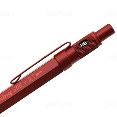 Rotring 600 Red 0.7mm Mechanical Pencil,Metal Body,Non-Slip Metal Knurled Grip