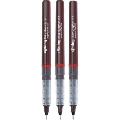 Rotring Graphic Fineliner Pen Set, 3-Piece, Pigmented lightfast and water-resistant ink for long-life drawings