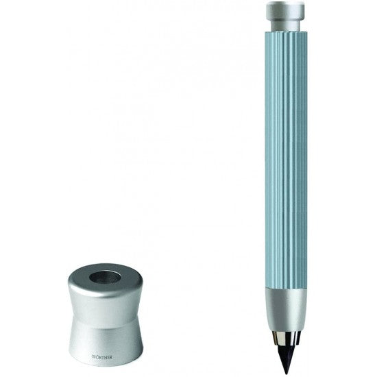 Worther Profil Grey Natural Aluminium mechanical pencil with 5.6 mm 4B graphite lead Penstand cum sharpner