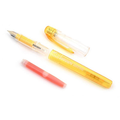 Platinum Preppy Yellow Fountain Ink Pen With Stainless Steel 0.3 Medium Nib,blue-black Ink Cartridge Included, Slip And Seal Cap Design.